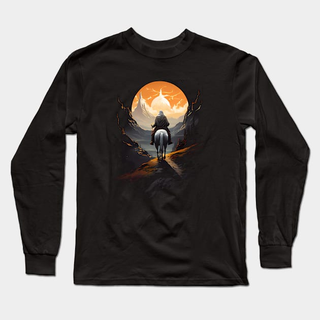 Gandalf Riding Horse Long Sleeve T-Shirt by The Dark Matter Art